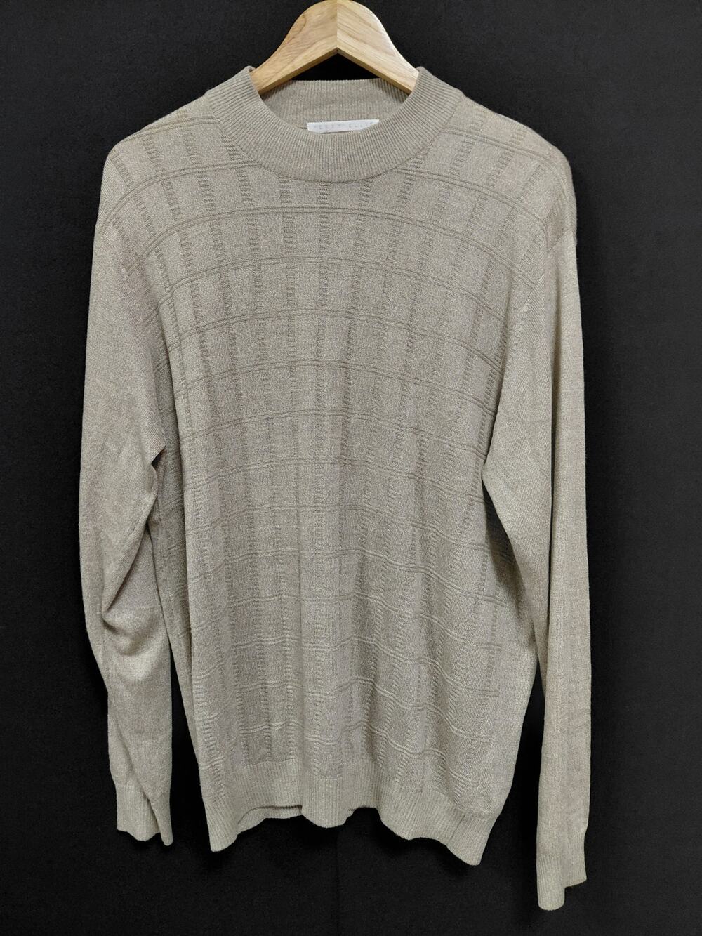PERRY ELLIS MK4660 Cotton Sweater Gray Solid Knit Men Size L